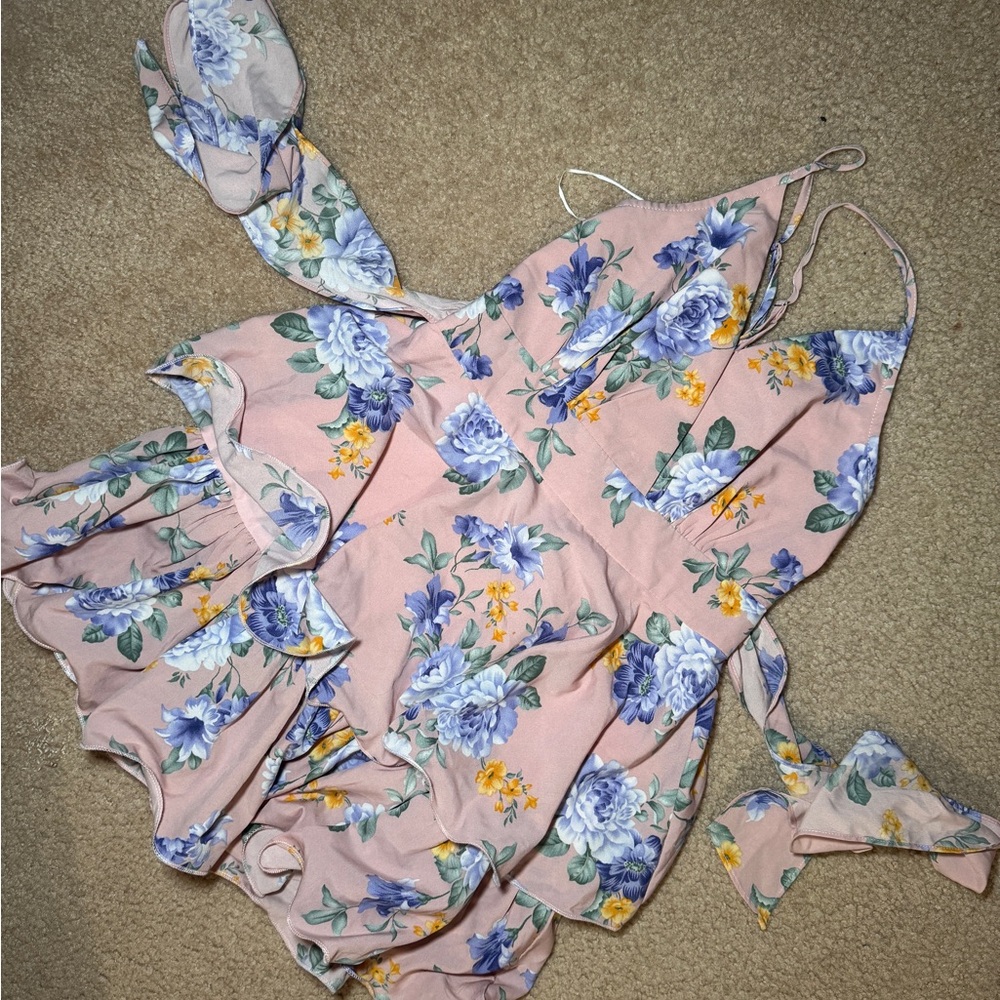 Floral Pink Halter Dress